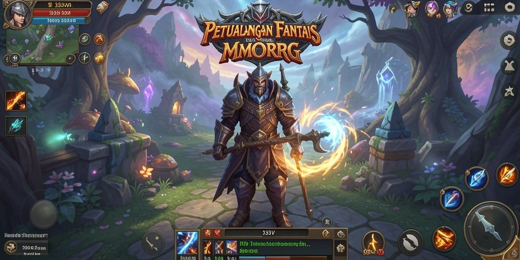 Tangkapan layar menampilkan aksi seru dalam dunia MMORPG 333V.
