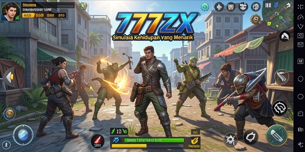 Tangkapan layar utama 777ZX yang menunjukkan gameplay simulasi kehidupan.