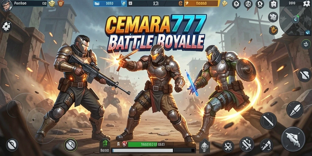 Screenshot CEMARA777 menampilkan aksi seru dalam pertempuran Battle Royale.