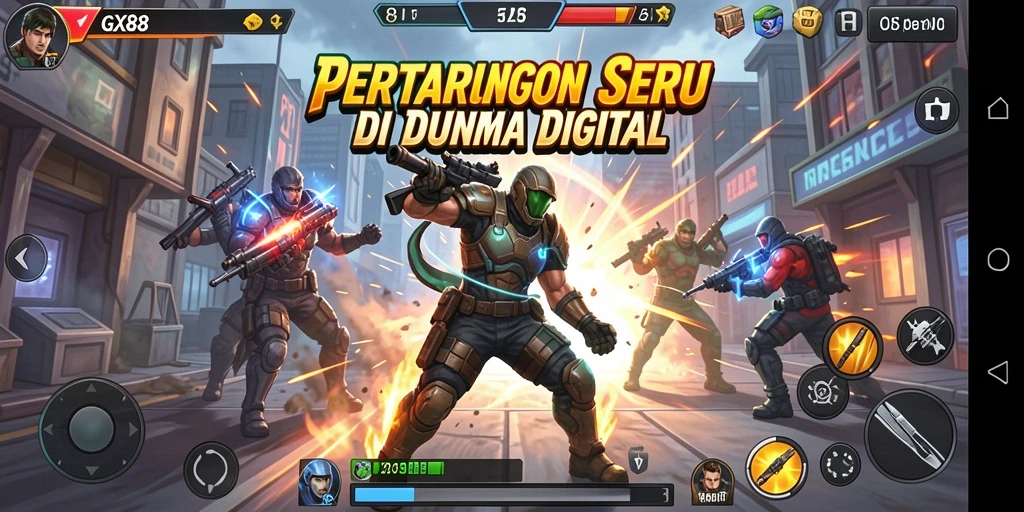 Gameplay GX88 yang mendebarkan dengan pertarungan seru dan karakter beragam.