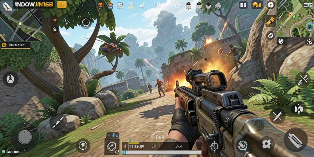 Screenshot INDOWIN168 menampilkan momen intens dalam gameplay TPS.
