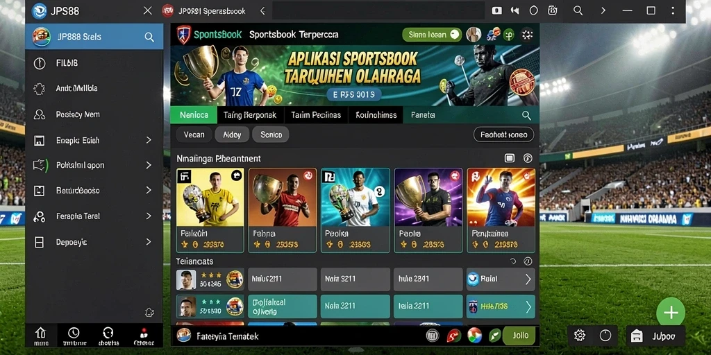 Tampilan utama gameplay Sportsbook JPS88 dengan banyak pilihan taruhan.