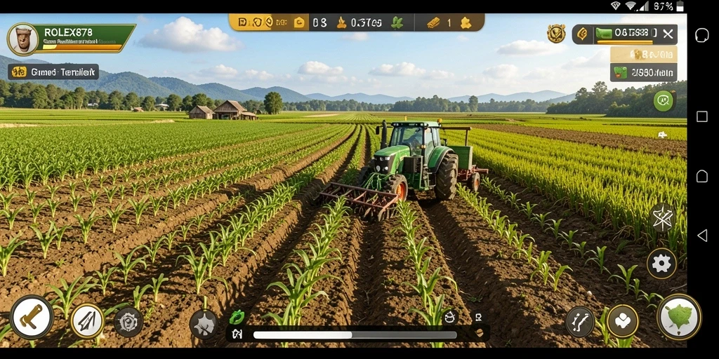 Tampilan gameplay menarik dari <strong>ROLEX878</strong> saat bercocok tanam di kebun.