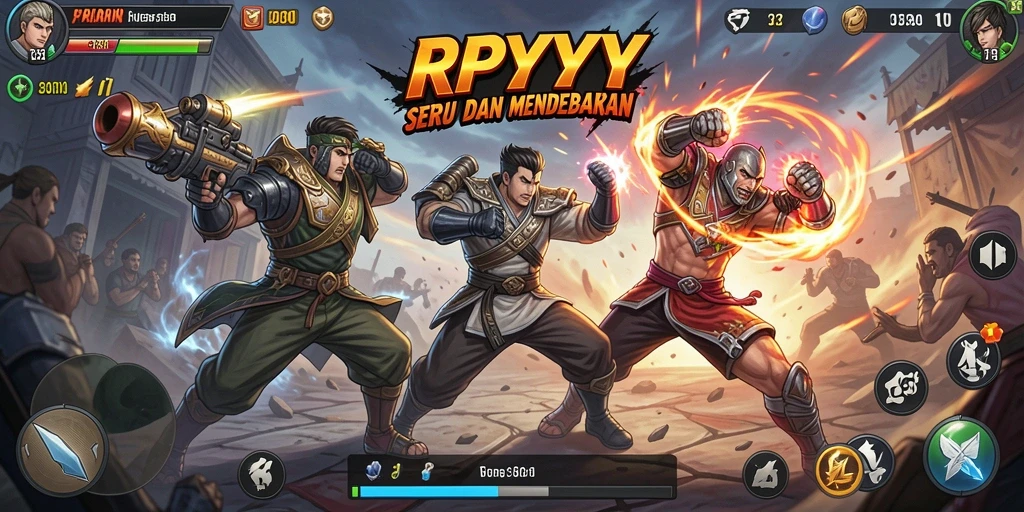 Tampilan gameplay RPYYY yang intens dan mendebarkan dalam pertarungan.