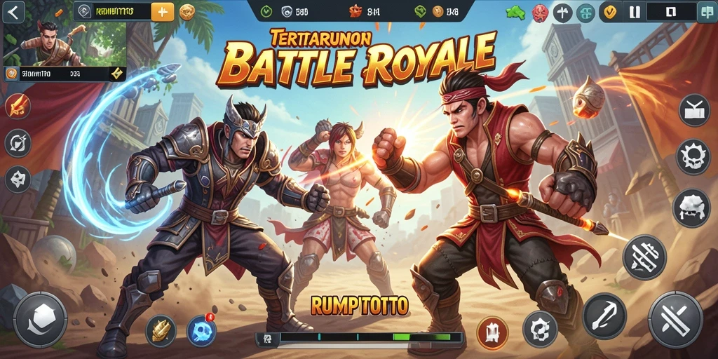 Tampilan aksi seru gameplay RUMPITOTO di medan perang.