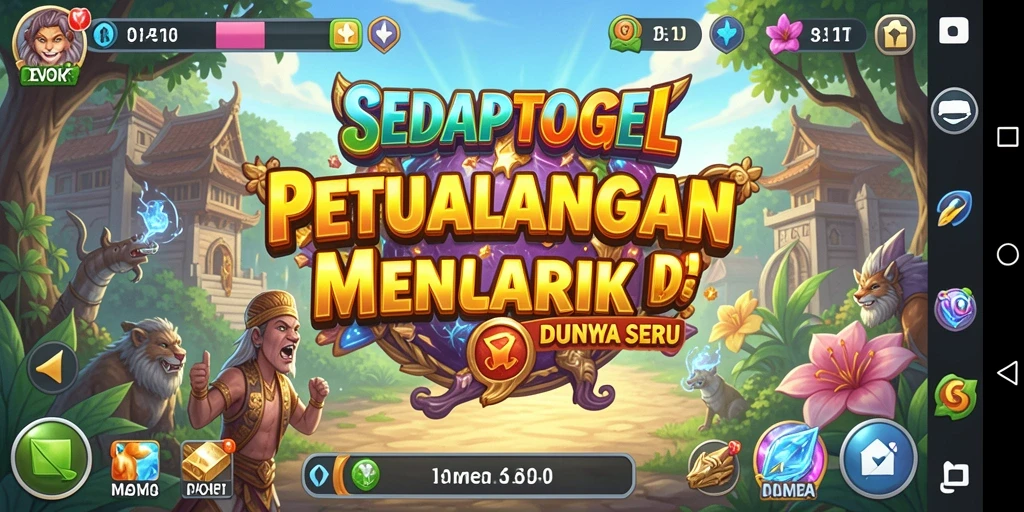 Tampilan gameplay SEDAPTOGEL dengan karakter menjelajahi dunia petualangan.