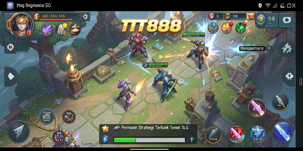Screenshot menunjukkan aksi pertempuran epik di TTT888.