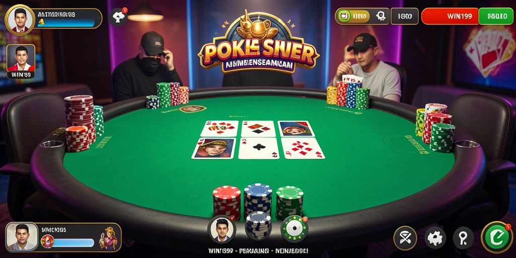 Tampilan gameplay WIN199 yang mendebarkan menampilkan aksi poker yang seru.