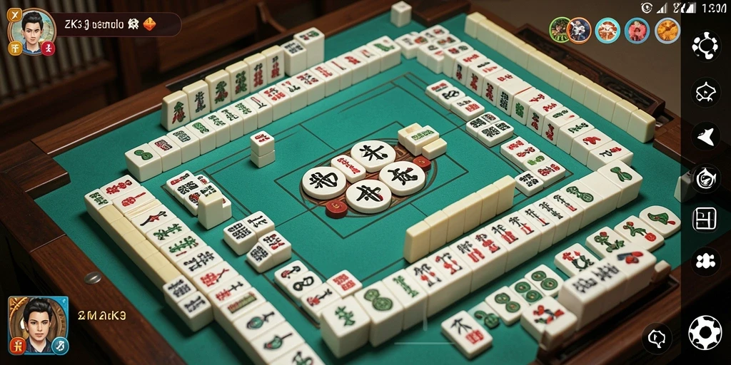 Tampilan gameplay ZK3 yang menyenangkan dengan ubin Mahjong berwarna-warni.